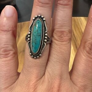 Turquoise Stamped Sterling Silver Ring